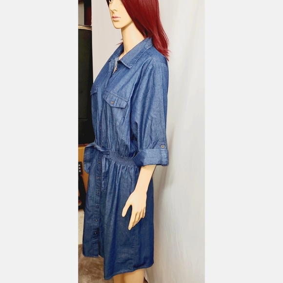 Jean dress with wrap around Jean belt with elastic waist. - Picture 3 of 4